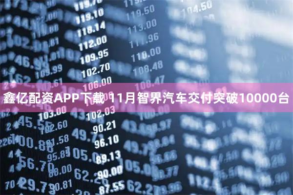 鑫亿配资APP下载 11月智界汽车交付突破10000台