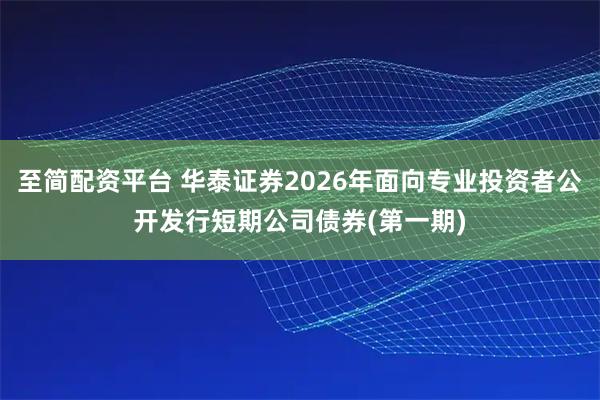 至简配资平台 华泰证券2026年面向专业投资者公开发行短期公司债券(第一期)