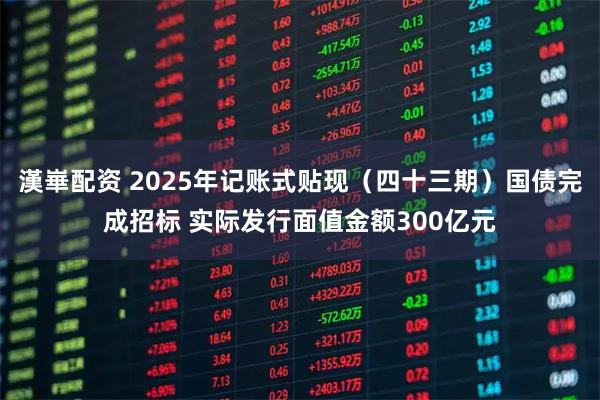 漢崋配资 2025年记账式贴现（四十三期）国债完成招标 实际发行面值金额300亿元